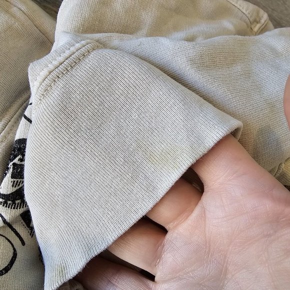 Y2k S/M Sinful Affliction Thin Sweatshirt Shirt Cream‎ Large Cross Embellished - Picture 8 of 10